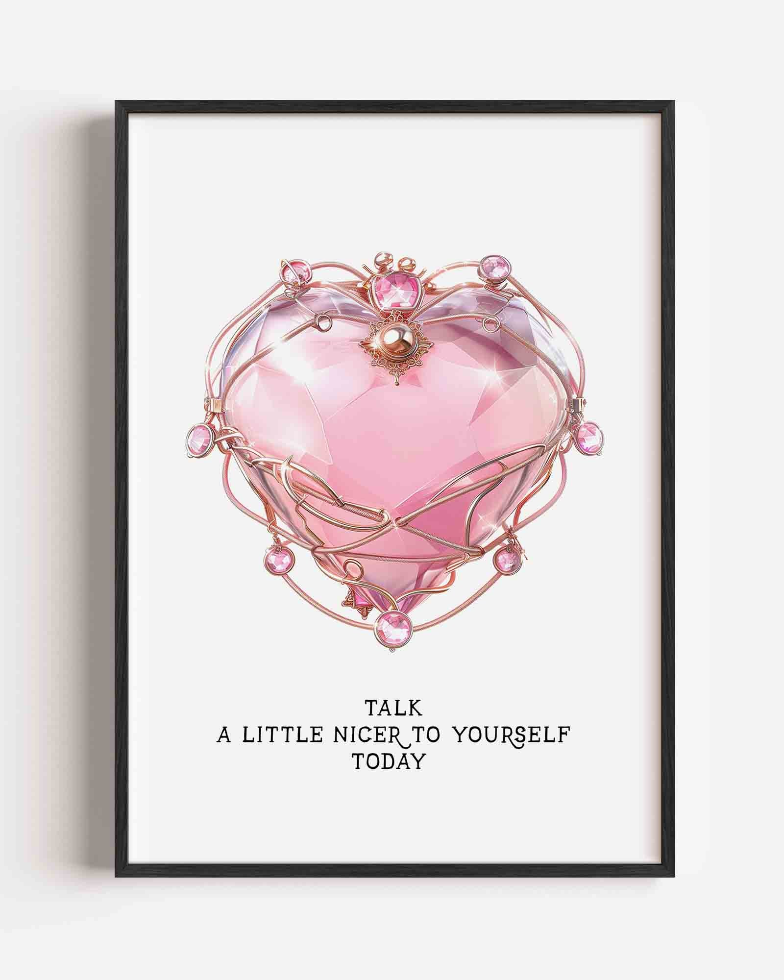 Roze hart met sieraden Poster