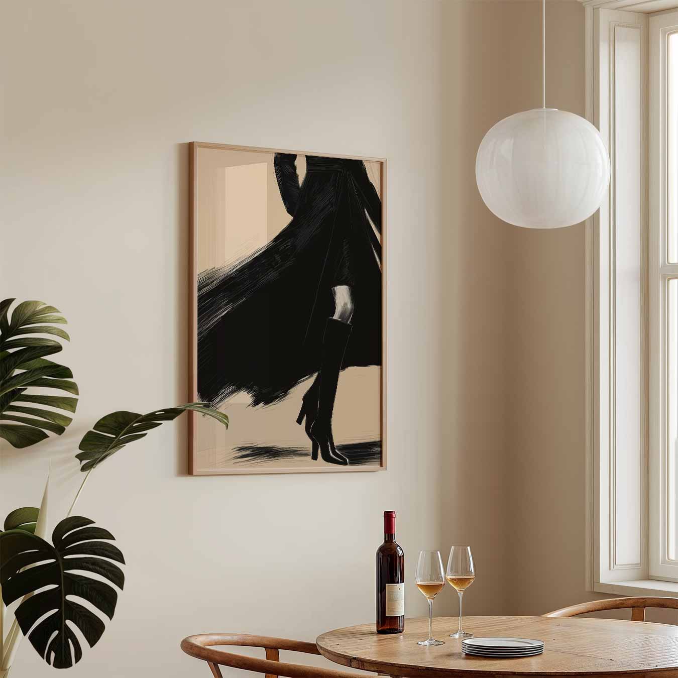 Elegante Stijlvolle Vrouw in Zwart Poster-WallArtistic
