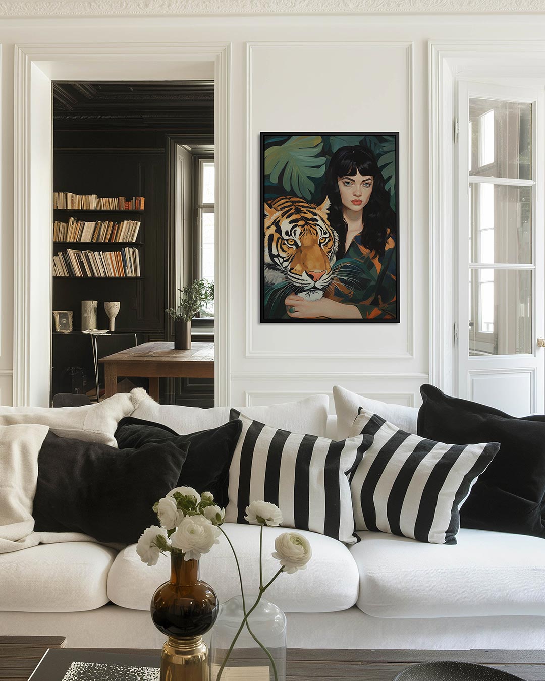 Vrouw met tijger Kunstwerk