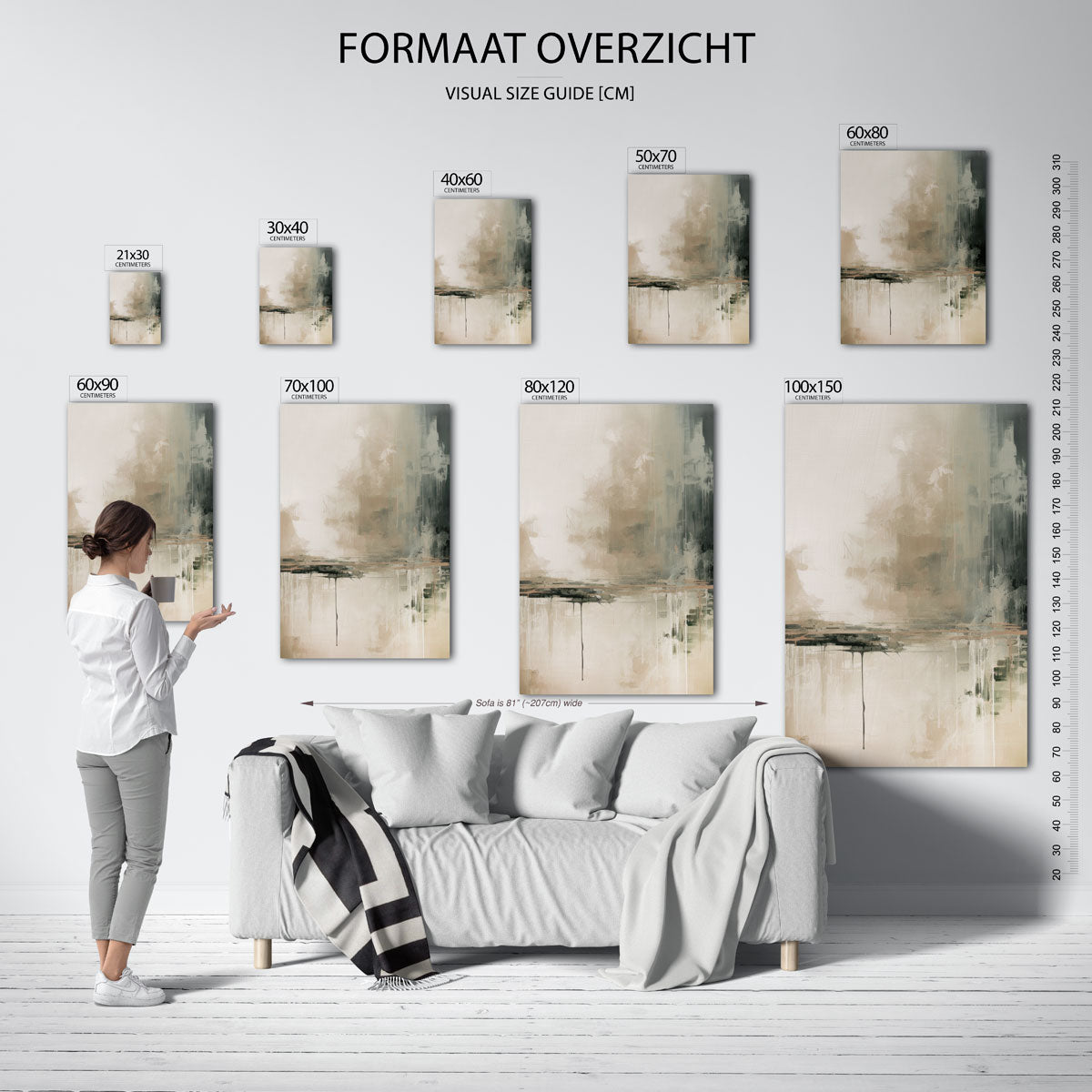 Abstracte beige en grijze Poster