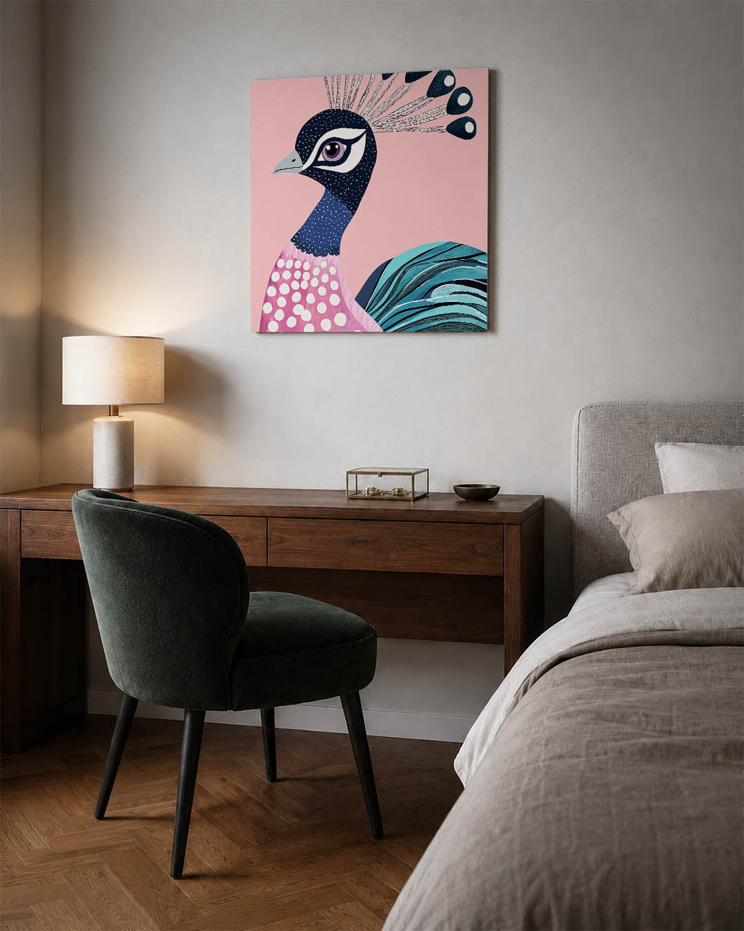 Vrolijke pauw Kunstwerk