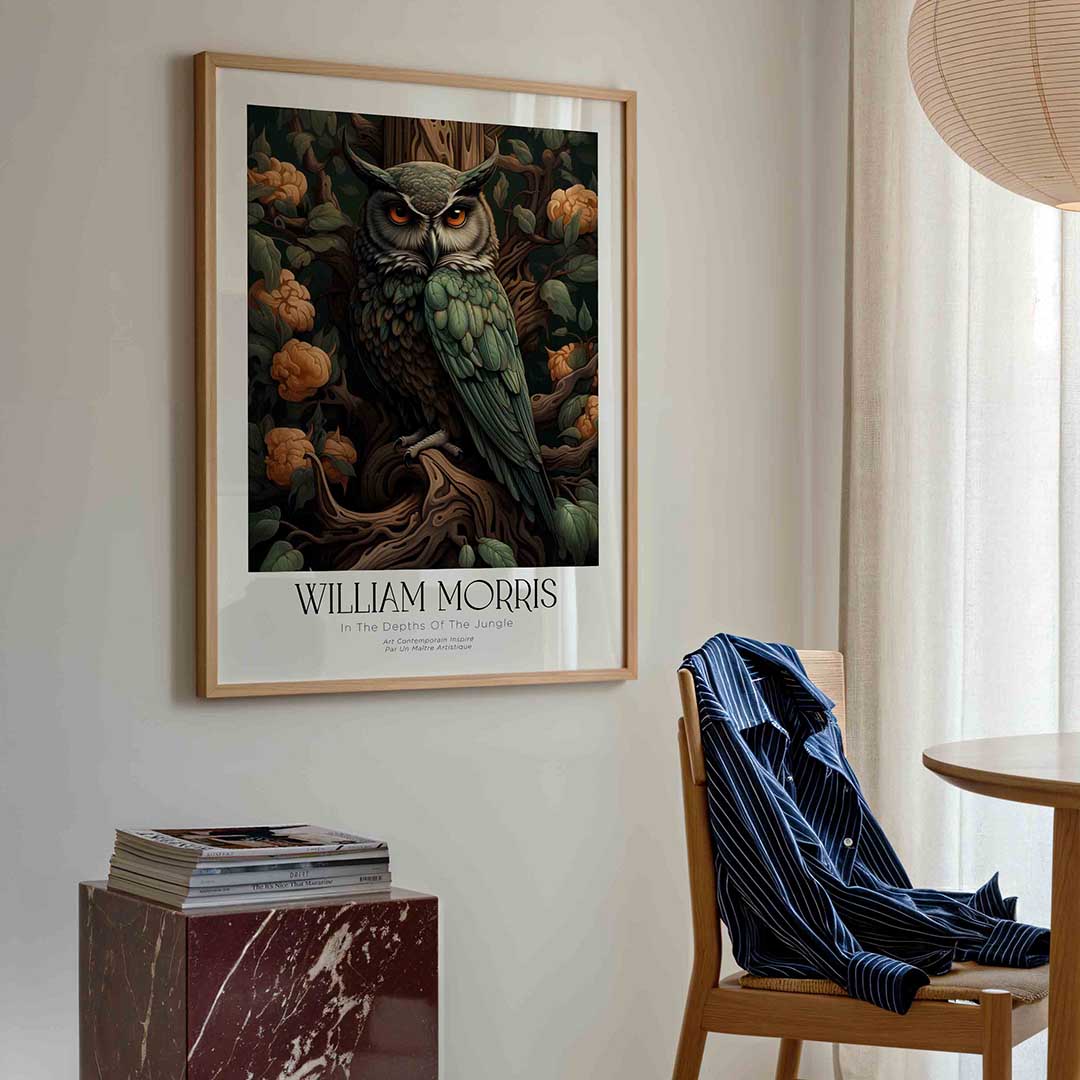 Uil en bloemen Poster