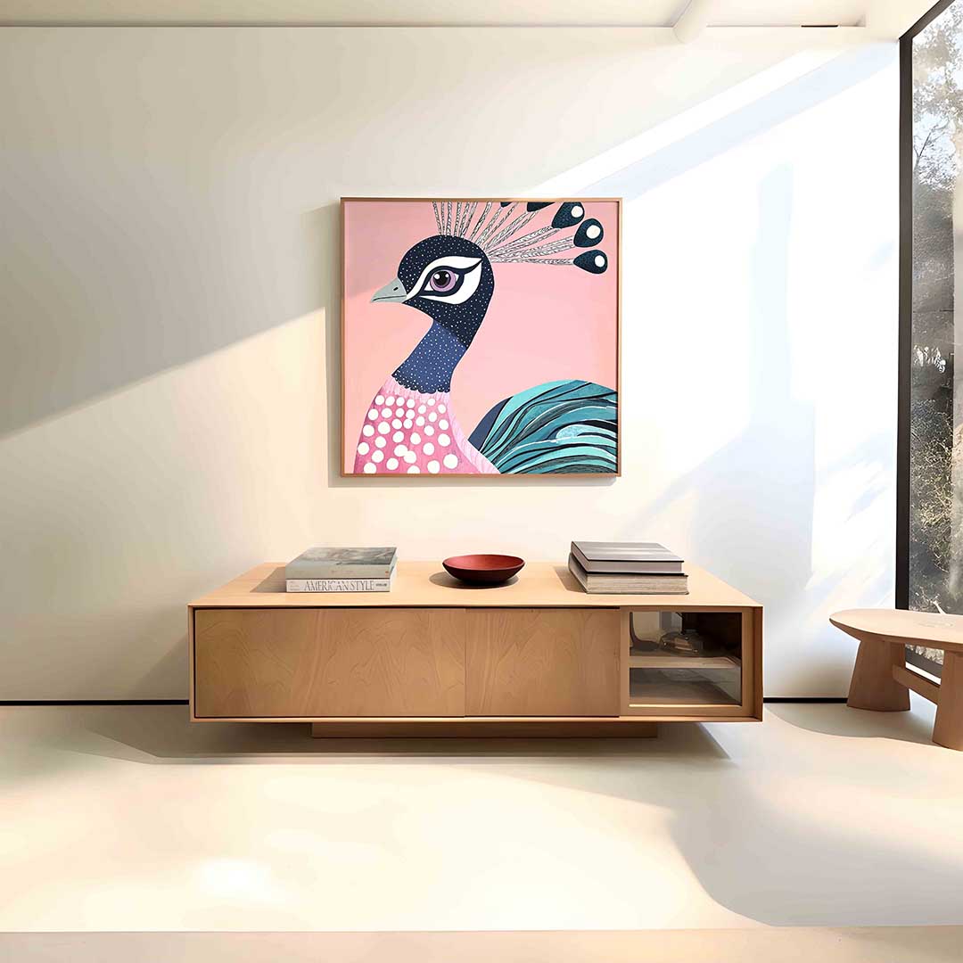 Pauw op roze Poster