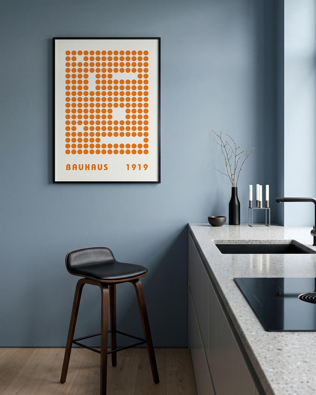 Oranje puntpatroon Poster