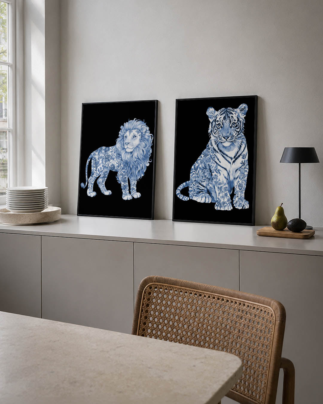 Blauw witte leeuw Posterset