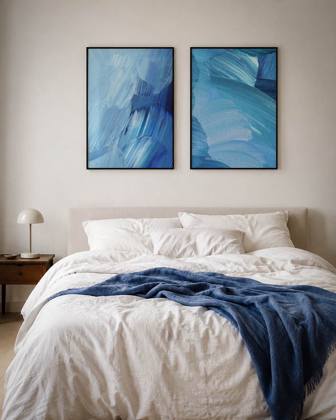 Blauwe borstelstreken Posterset