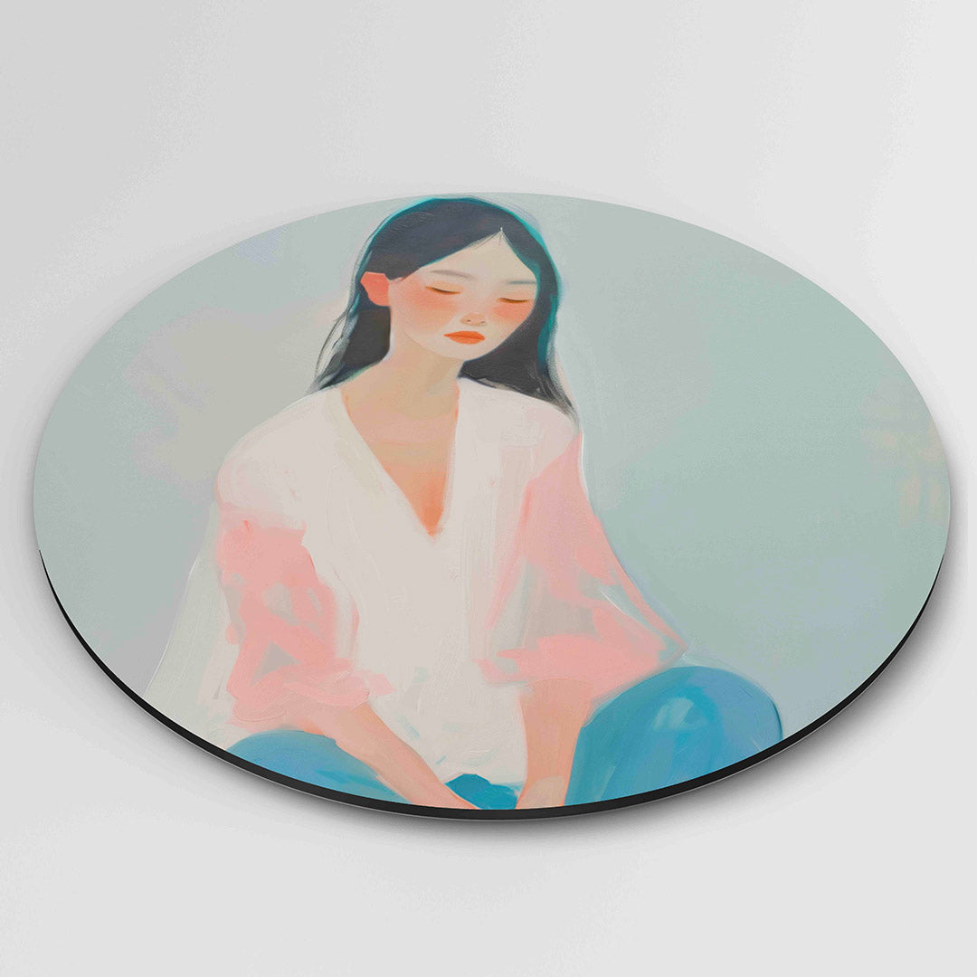 Vrouw in pastel Muurcirkel