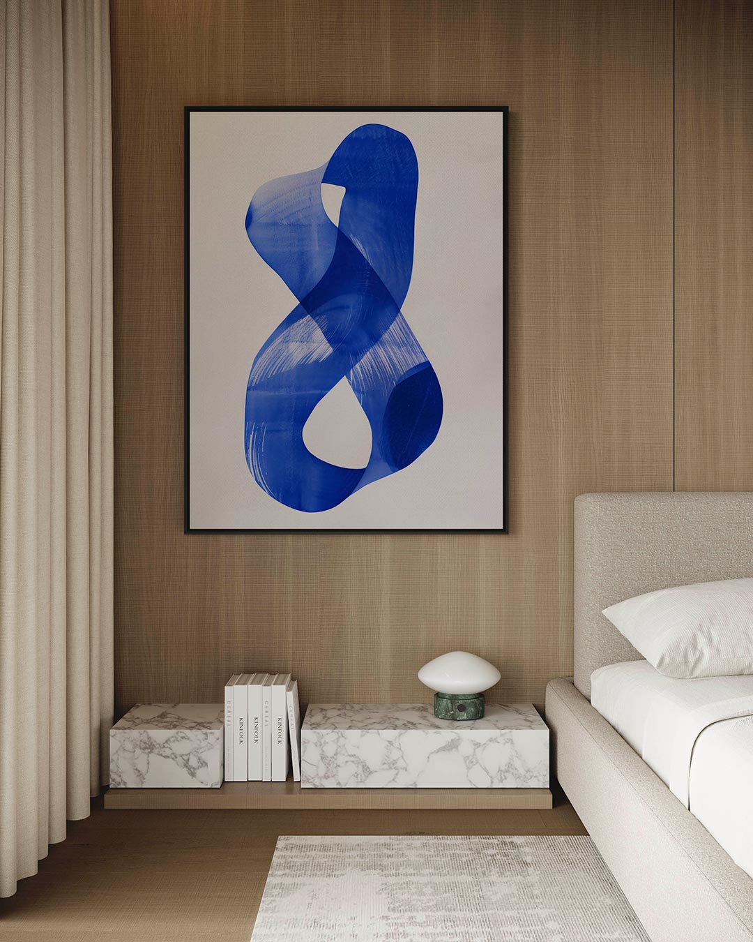 Dynamische blauwe vorm Kunstwerk