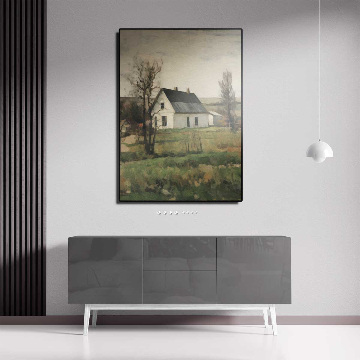 Rustiek Landhuis op het Platteland Kunstwerk-canvas-dibond-plexiglas-wanddecoratie-WallArtistic