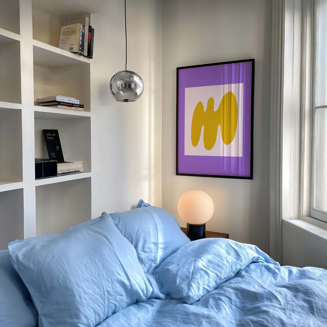 Abstracte Goud & Paars Kunstposter-WallArtistic