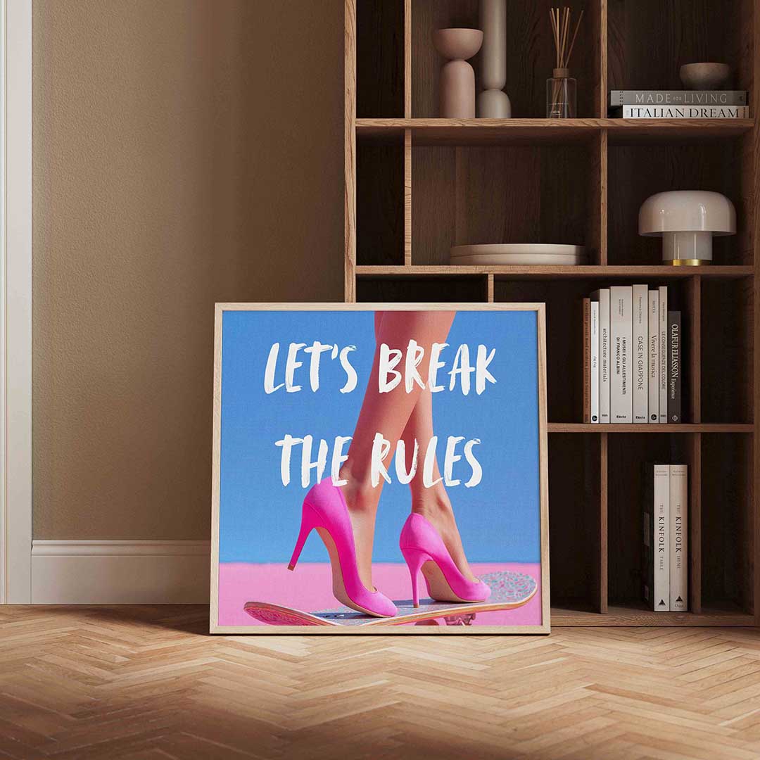 Roze hakken op skateboard Poster