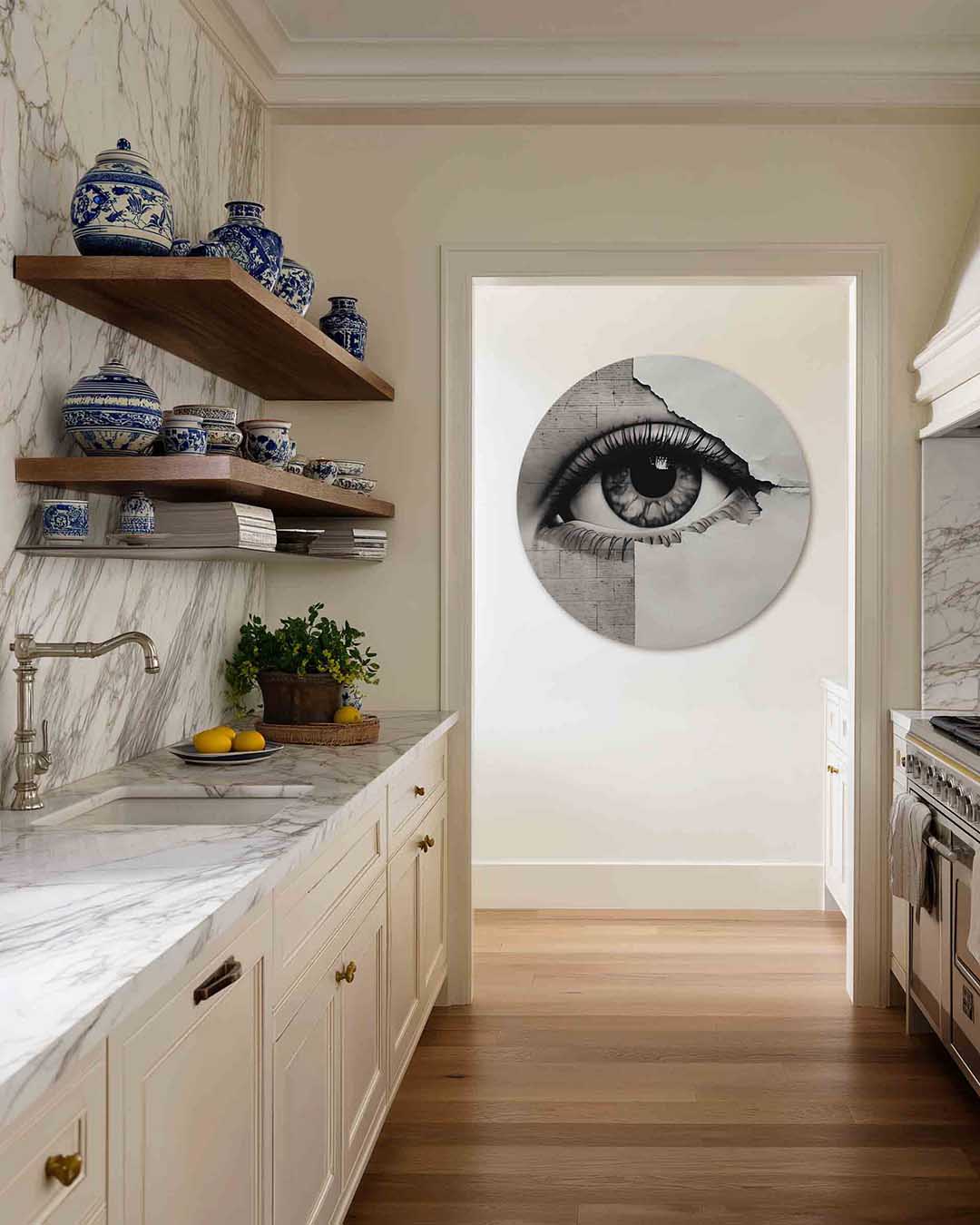 Oog en papier Muurcirkel