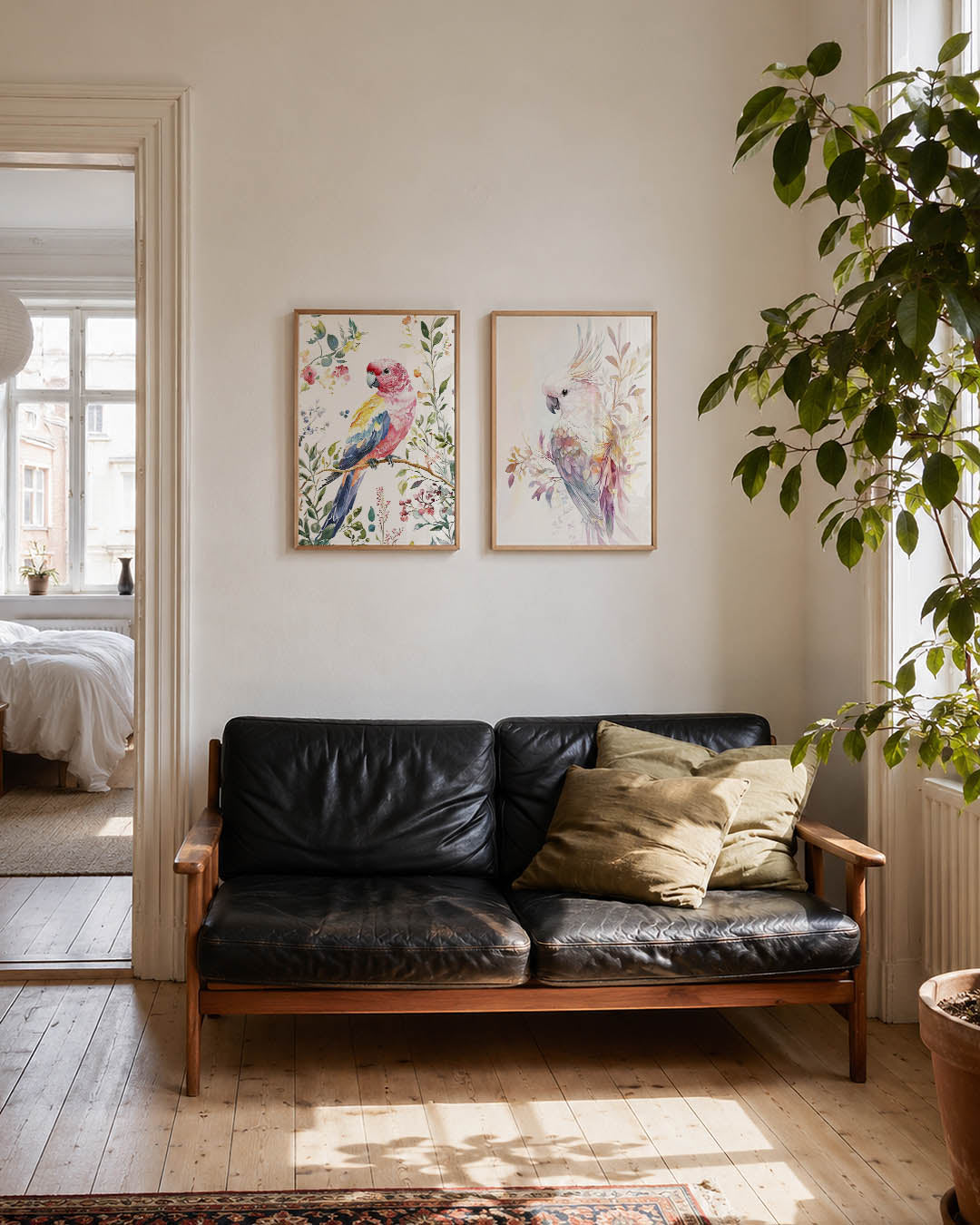 Vogel en bloemen Posterset