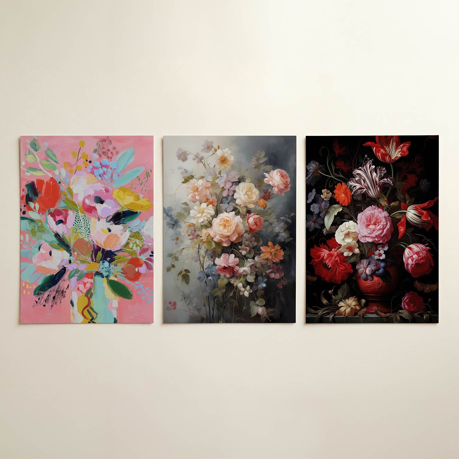 Bloemrijke kleurvlakken Posterset