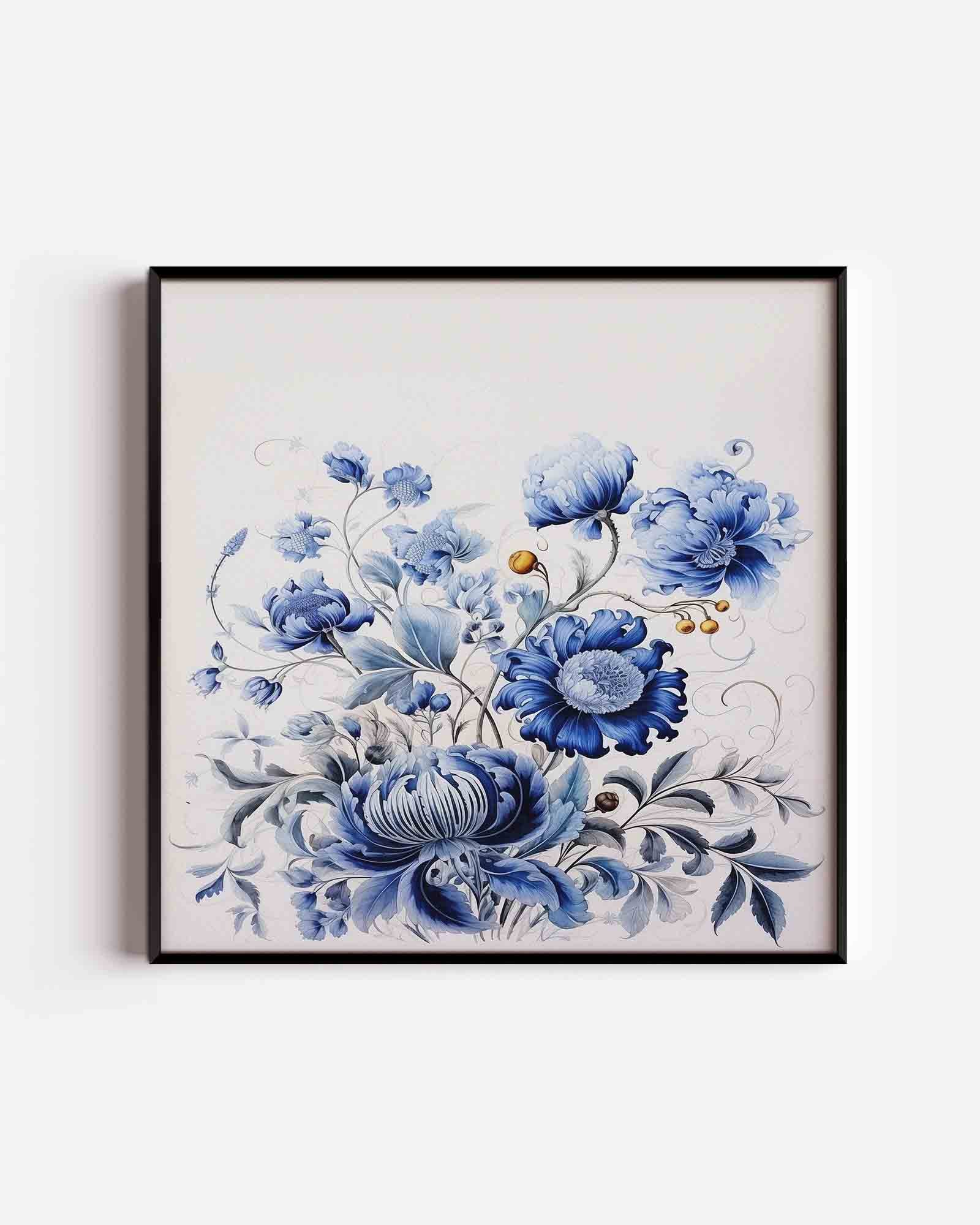 Blauwe bloemen Poster
