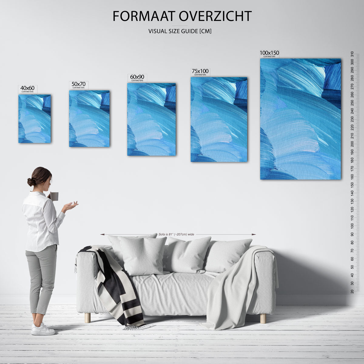 Dynamische blauwe beweging Kunstwerk