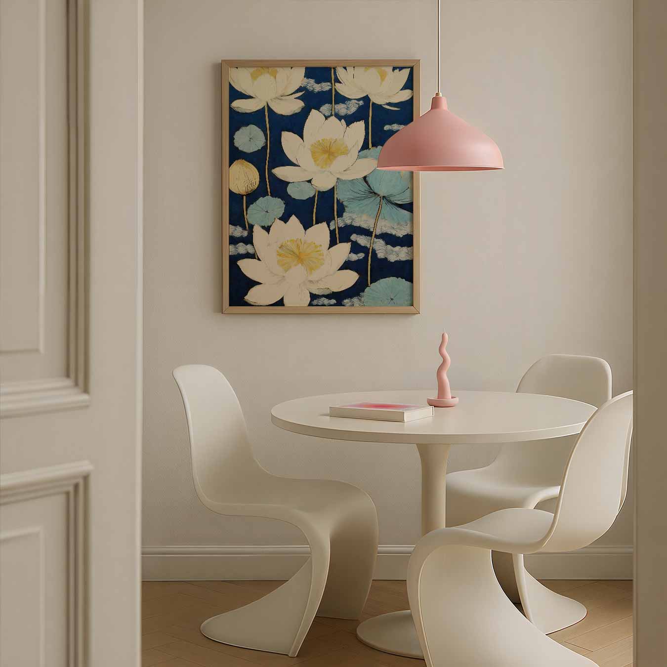 Charmante Lotus Bloemen op Blauw Poster-WallArtistic