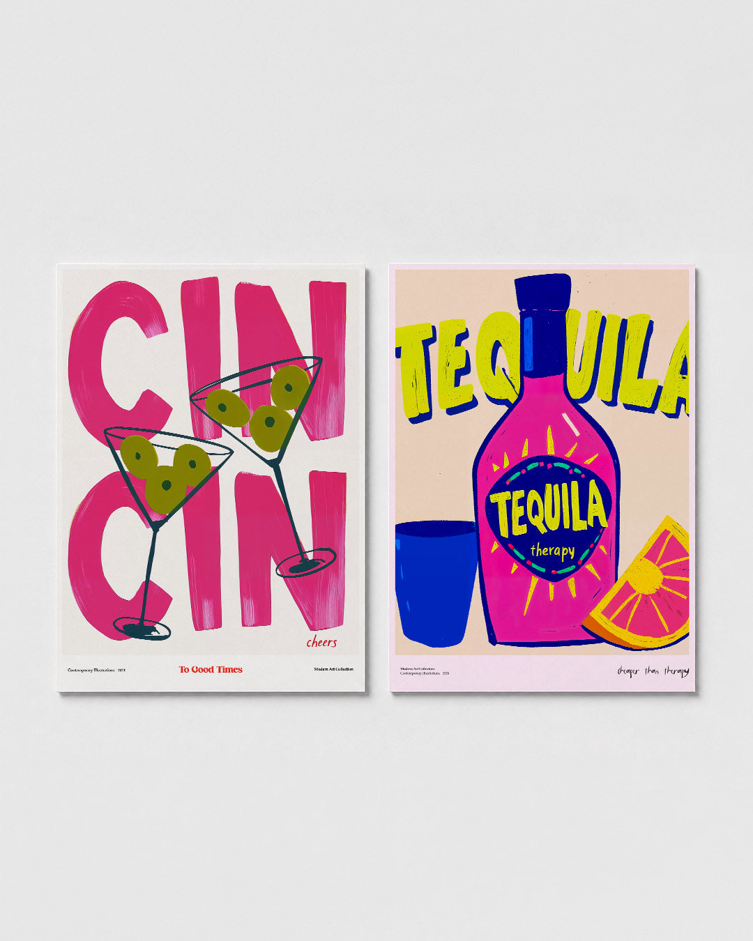 Vrolijke cocktailkleuren Posterset
