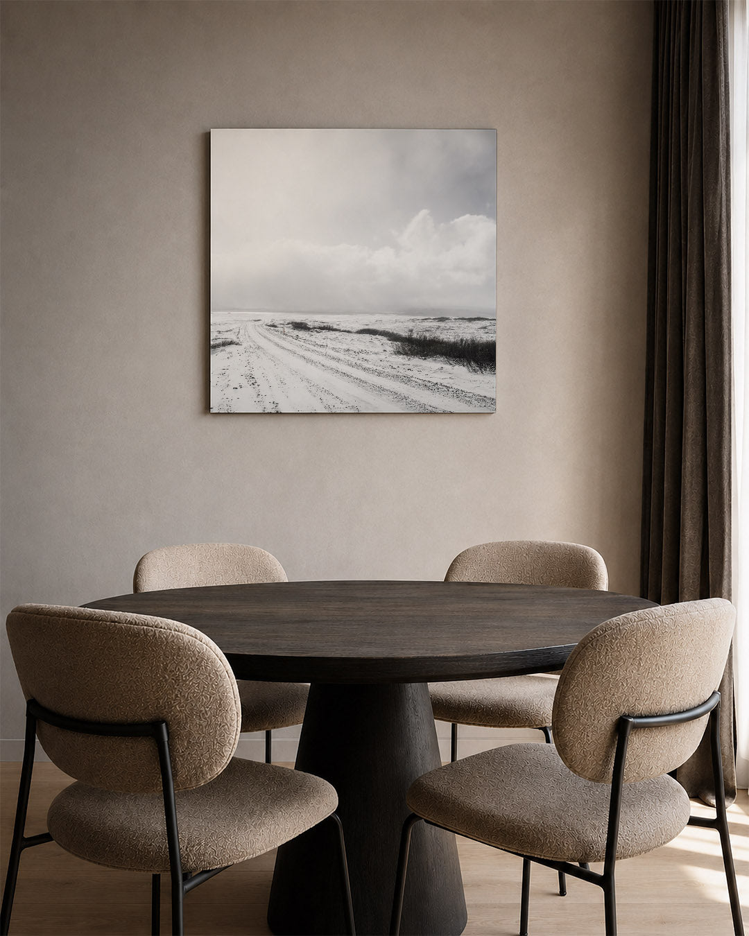Weg in winterlandschap Kunstwerk