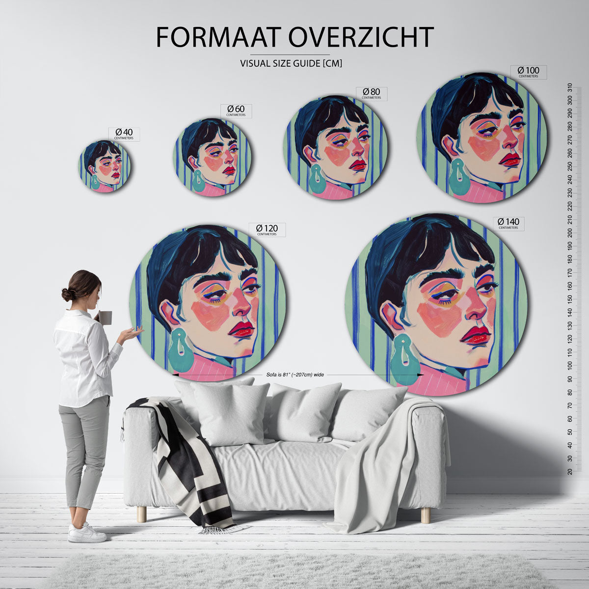 Portret met strepen Muurcirkel