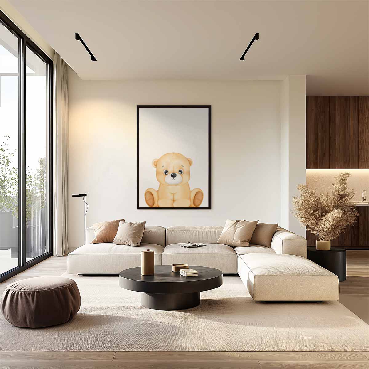 Schattige Teddybeer Illustratie Kunstwerk-canvas-dibond-plexiglas-wanddecoratie-WallArtistic