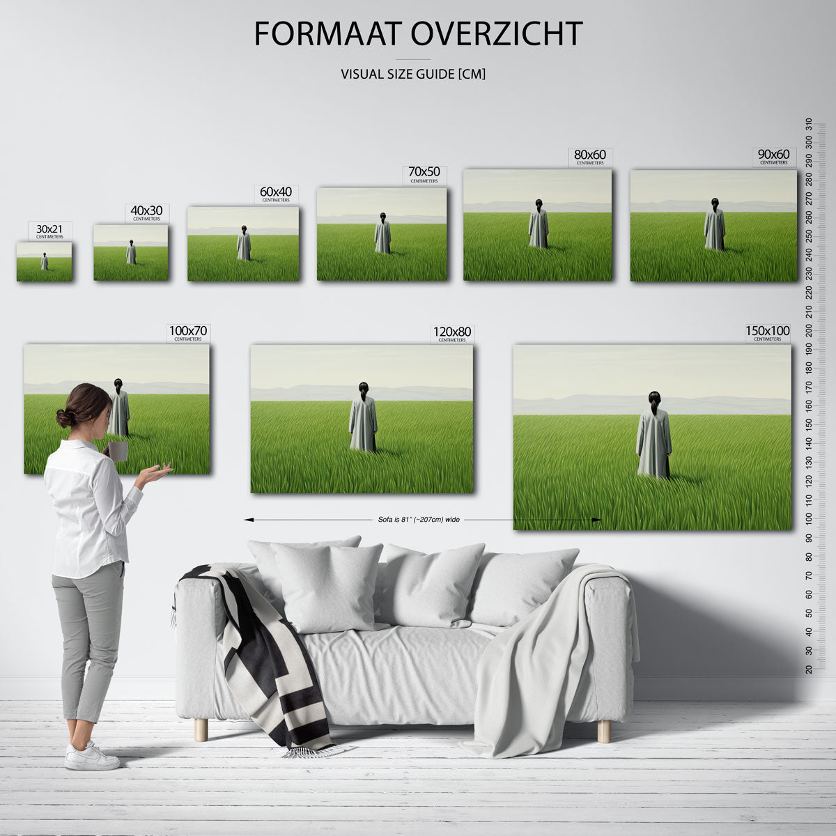 Vrouw in grasveld Poster