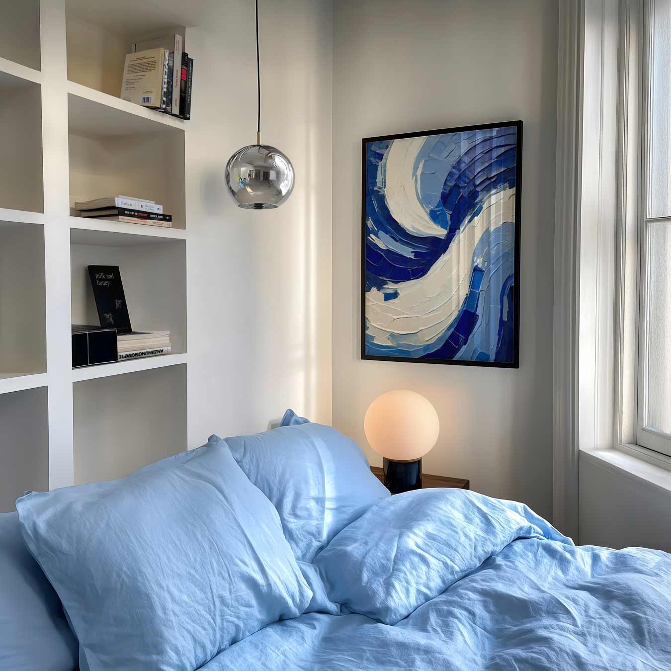 Abstracte Blauwe Swirl Poster-WallArtistic