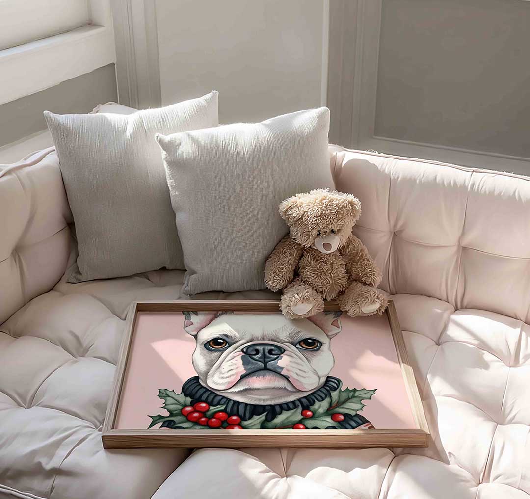 Franse bulldog met hulst Poster