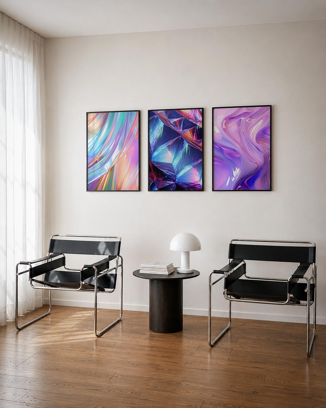 Iridescente kleurslierten Posterset