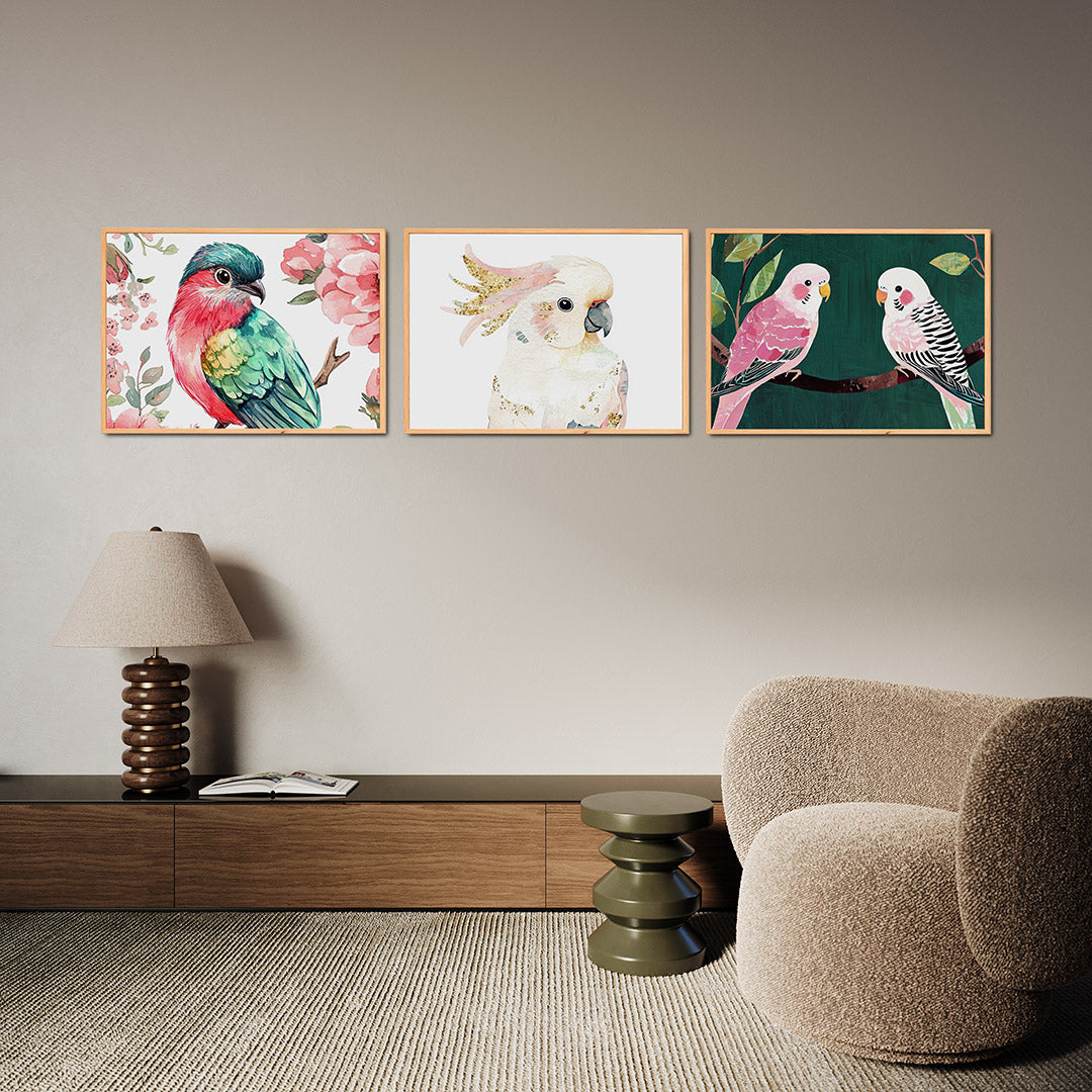 Vogel en bloemen Posterset