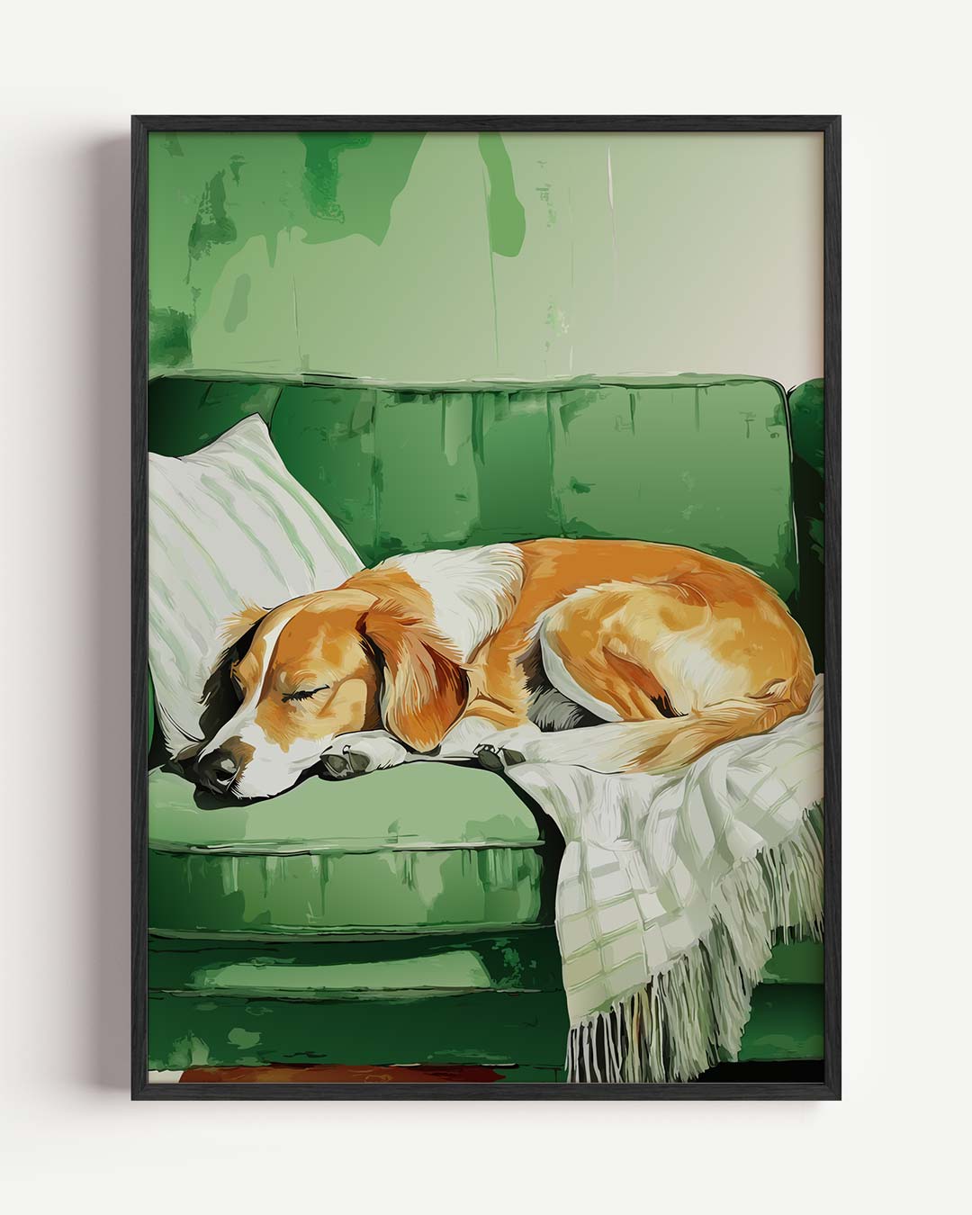 Dromerige Hond op de Bank Poster-WallArtistic
