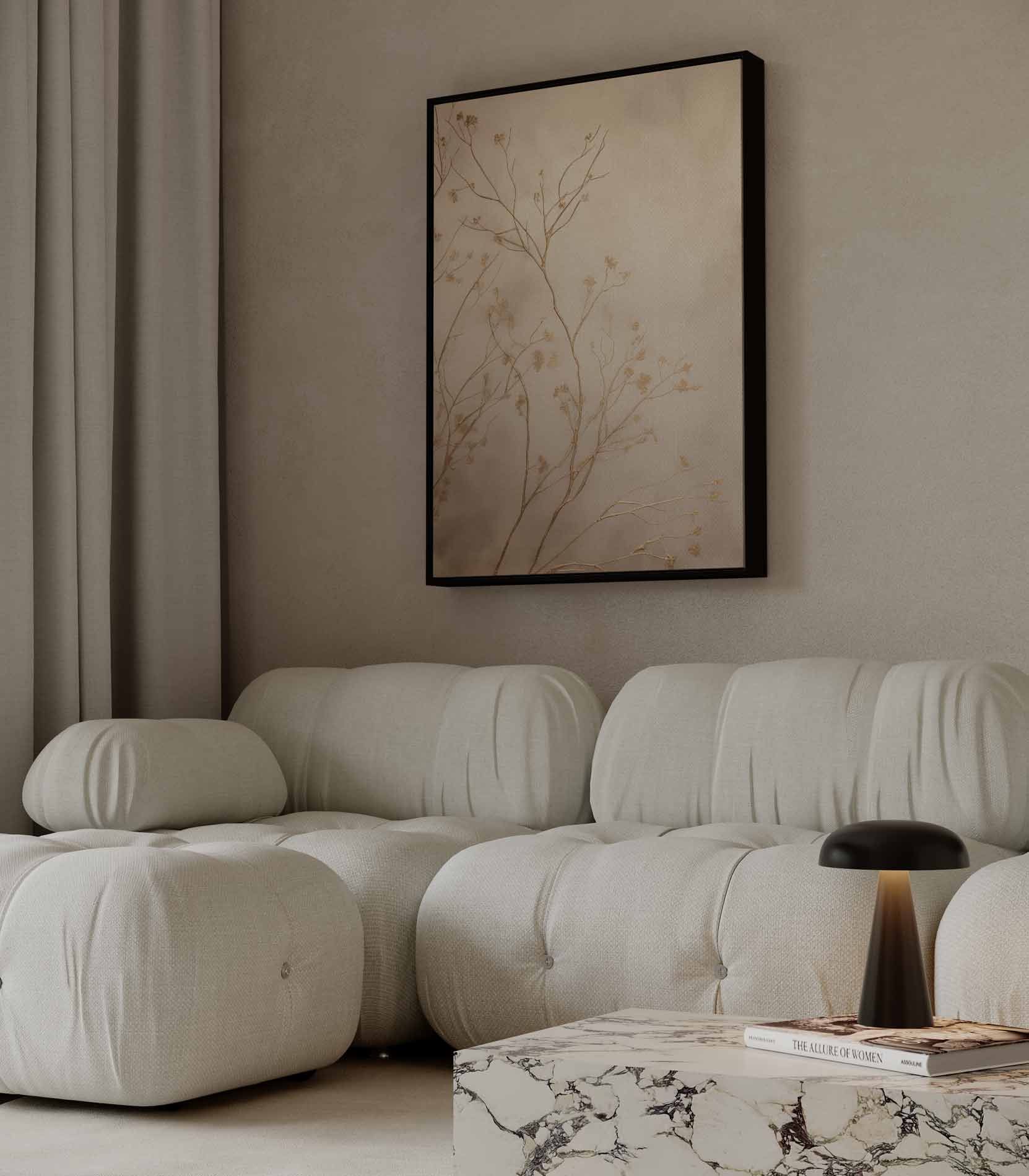 Gouden Takken in Mist Kunstwerk-canvas-dibond-plexiglas-wanddecoratie-WallArtistic