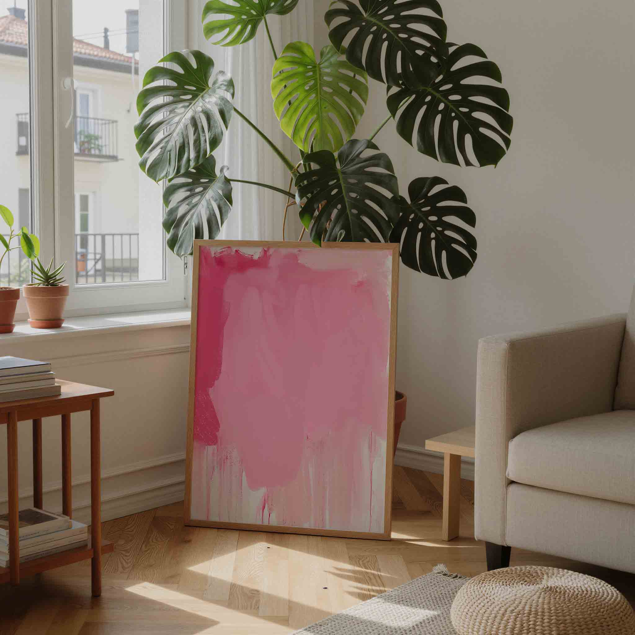 Roze abstracte vormen Poster