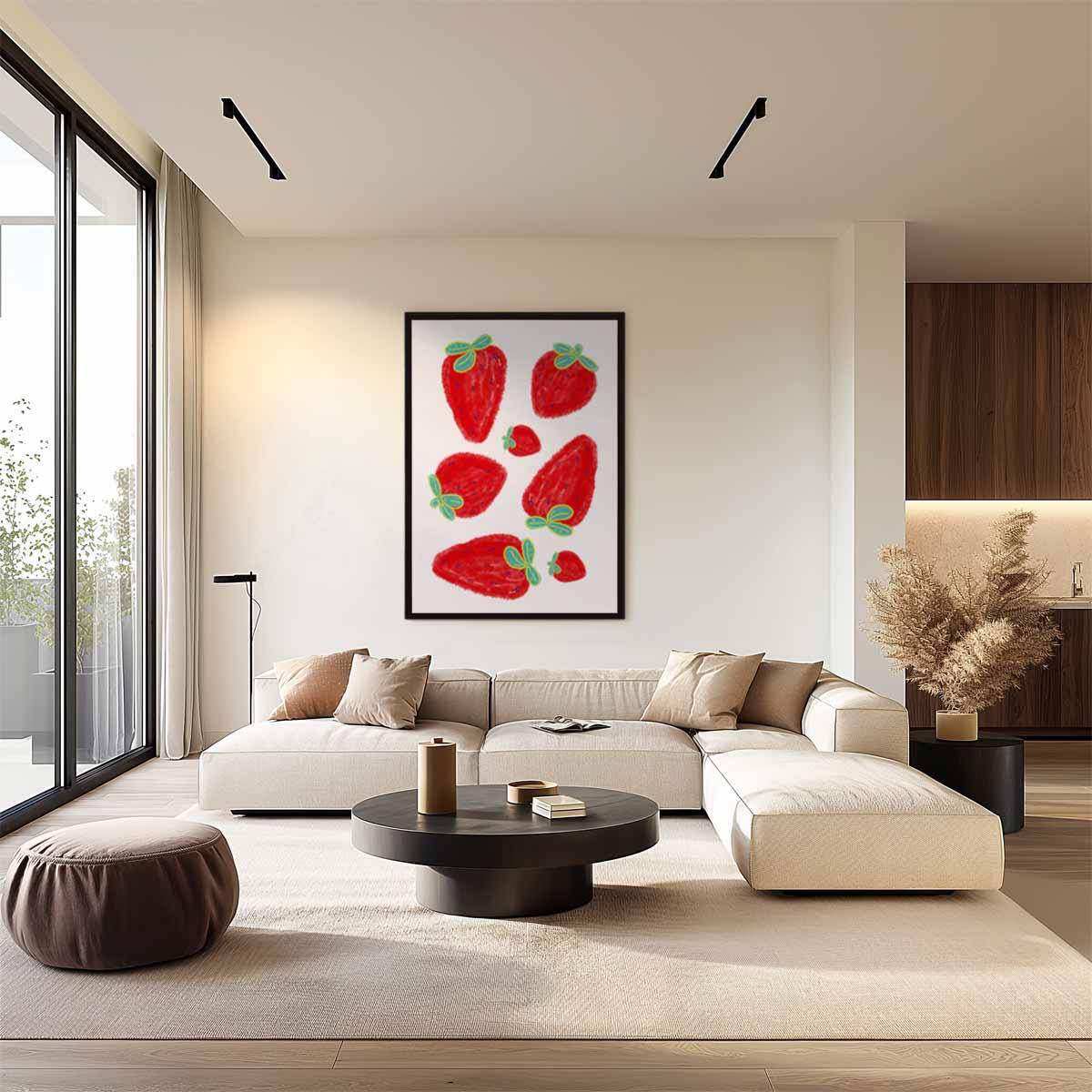 Vrolijke Aardbeien Kunstwerk-canvas-dibond-plexiglas-wanddecoratie-WallArtistic