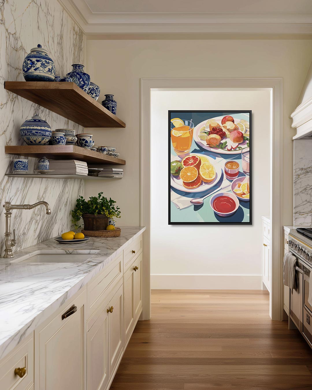 Fruitige tafelscène Kunstwerk