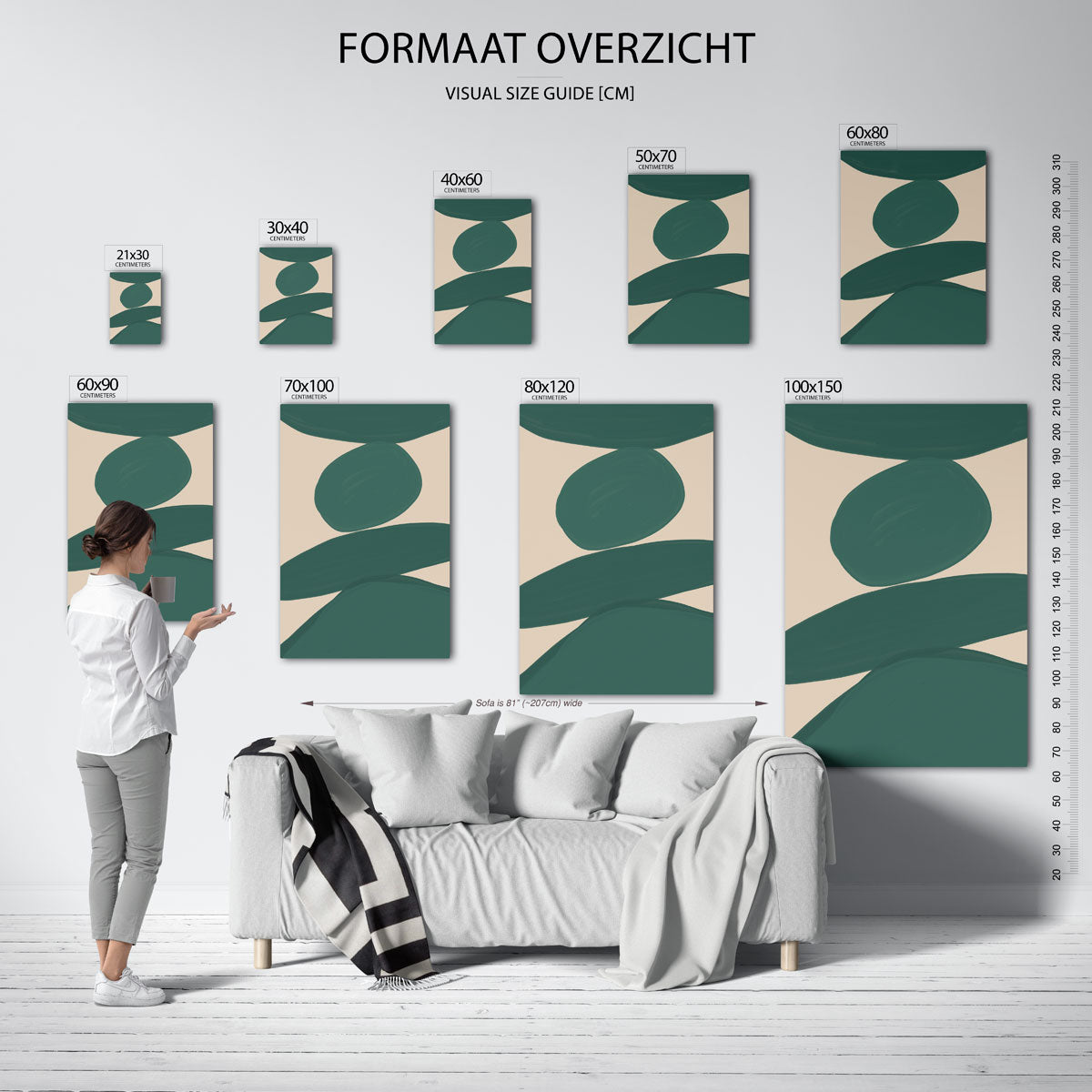 Abstracte groene vormen Poster