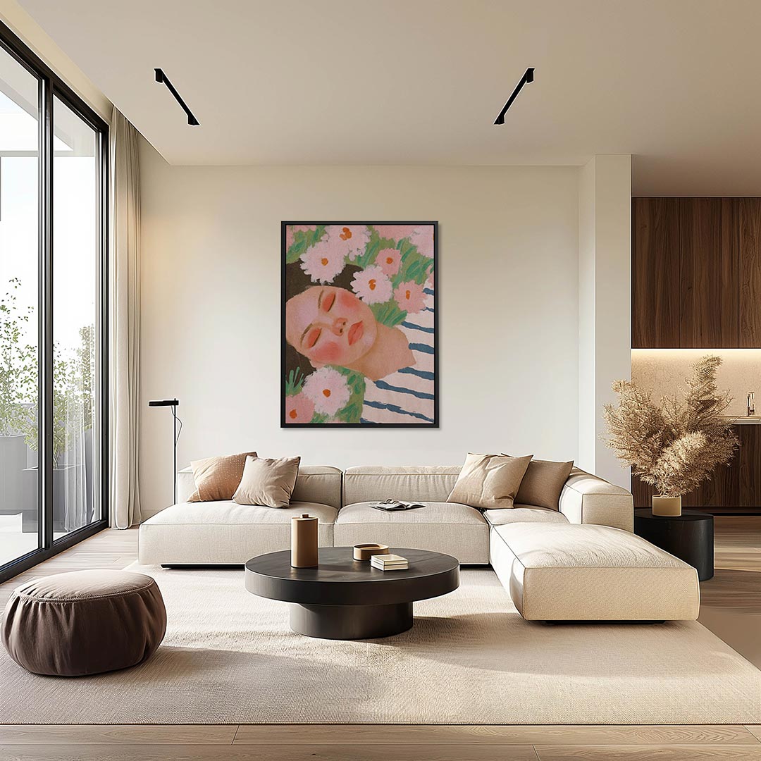 Dromerige bloemenportret Kunstwerk
