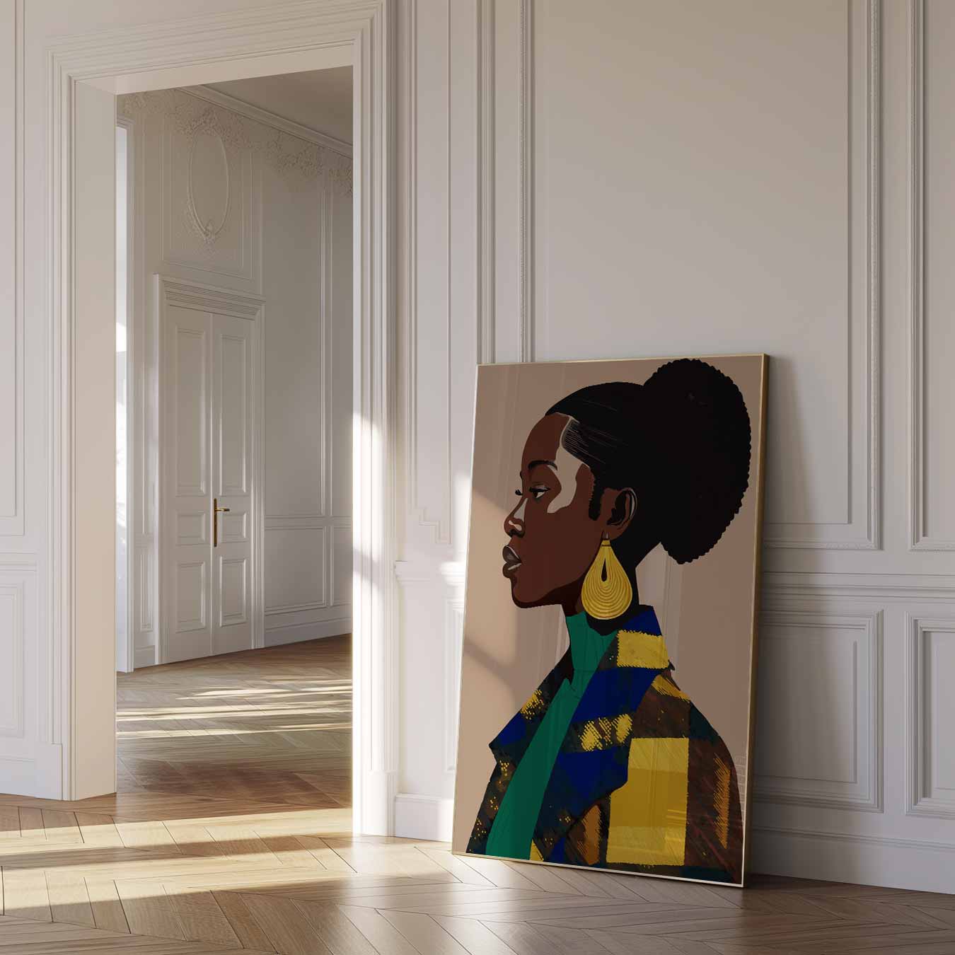 Chic Portret Met Gouden Accenten Poster-WallArtistic