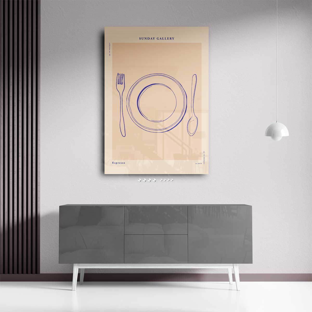 Minimalistisch Dinner Illustratie Kunstwerk-canvas-dibond-plexiglas-wanddecoratie-WallArtistic