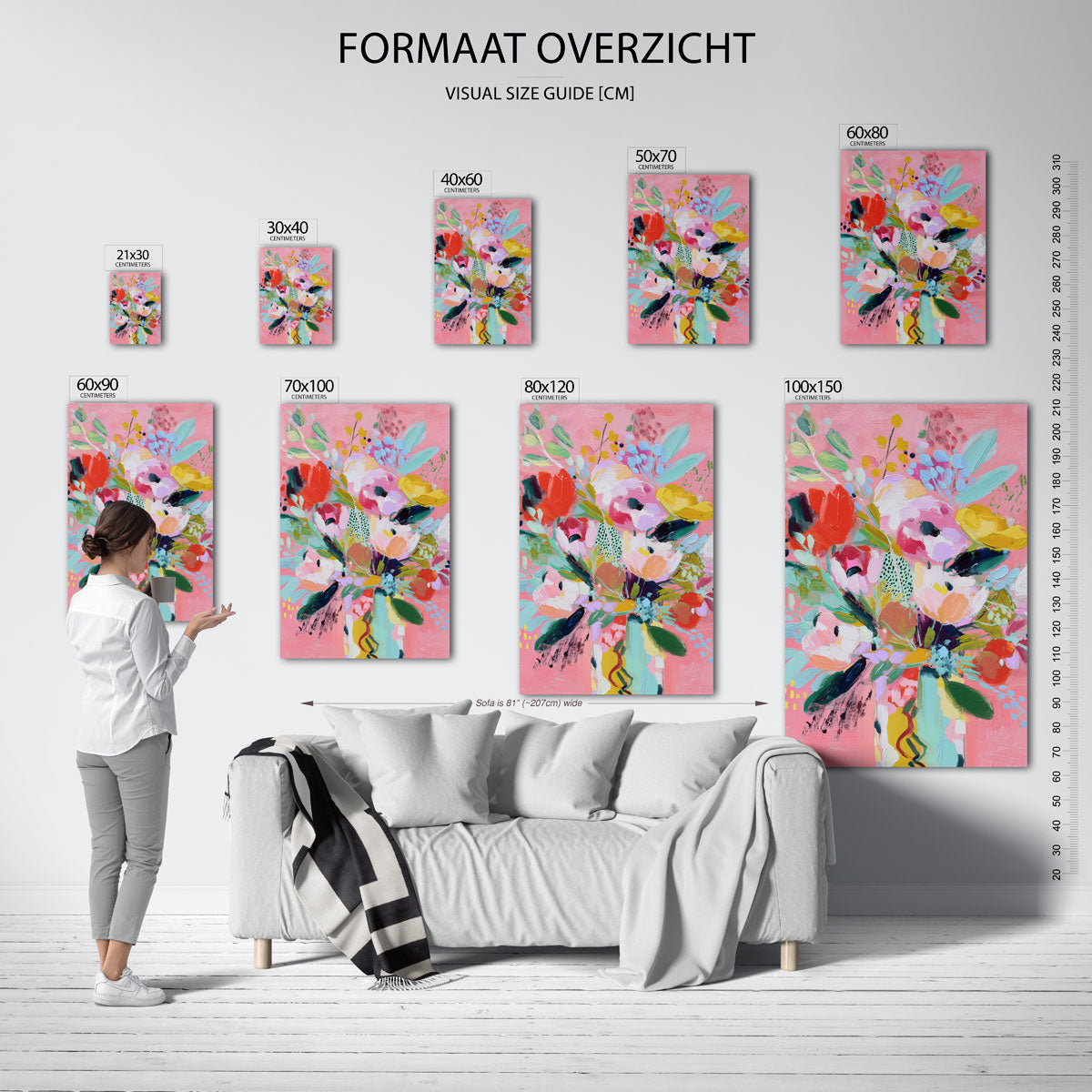 Bloemen op roze achtergrond Poster
