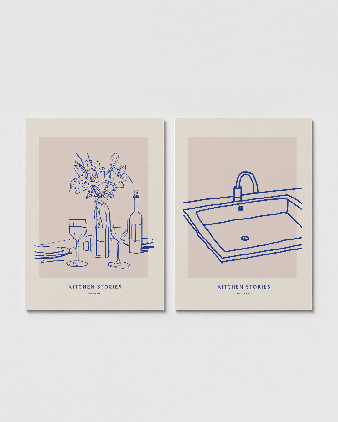 Lijnenspel en bloemen Posterset