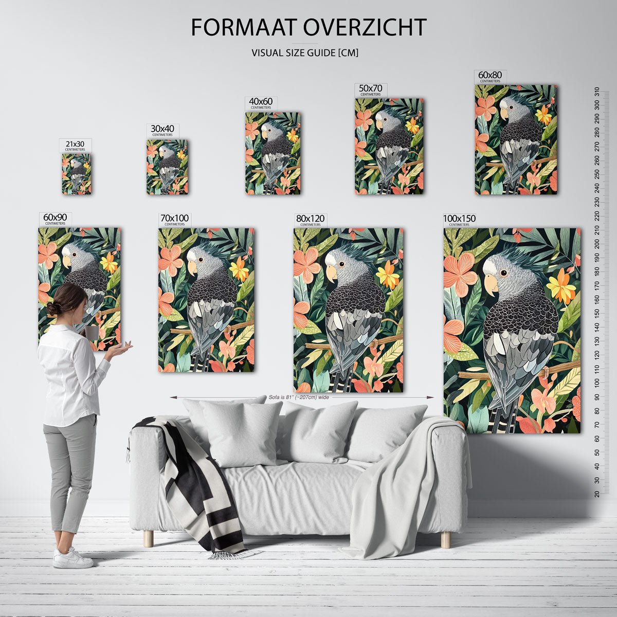 Papegaai en bloemen Poster