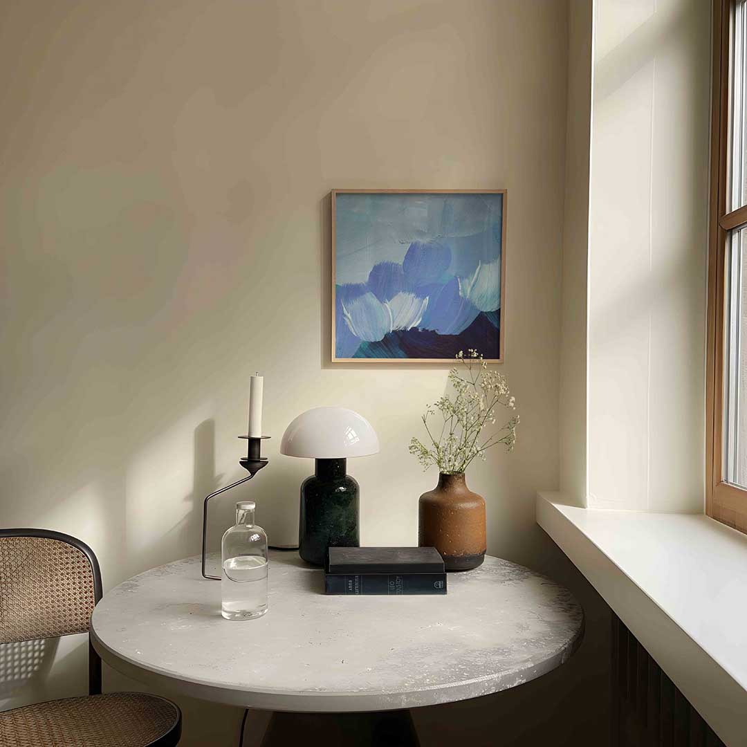 Blauwe penseelstreken Poster