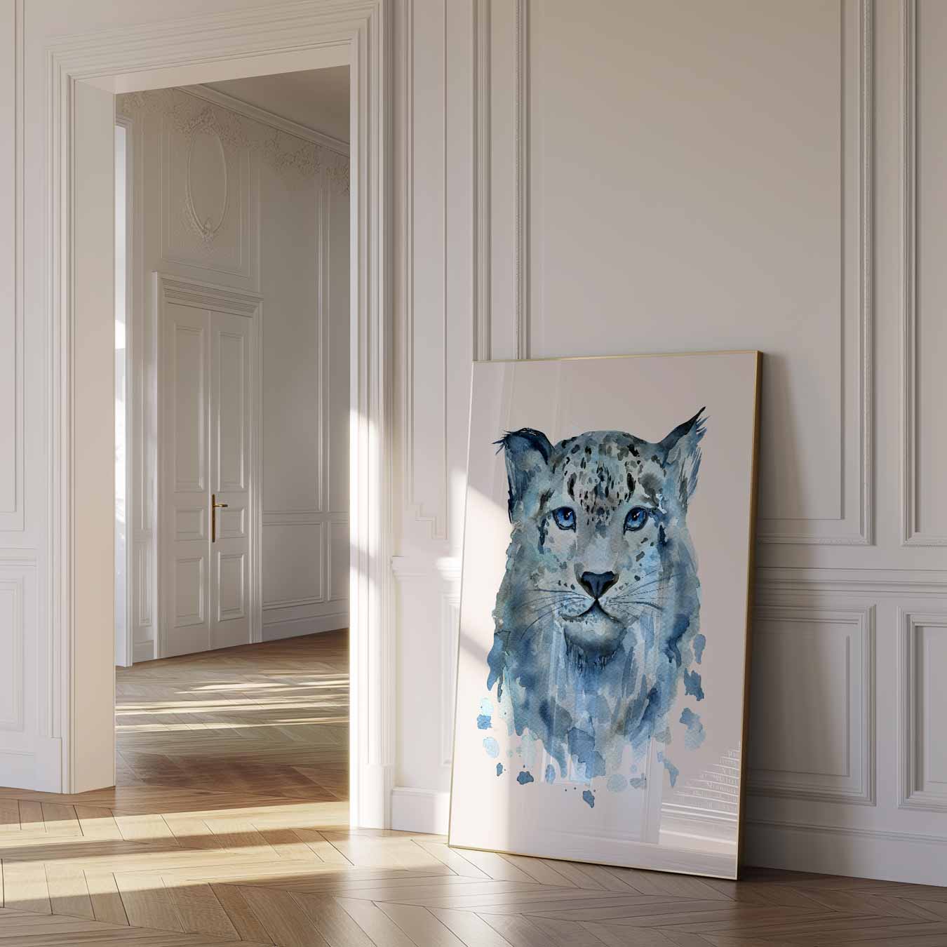 Blauwe Nevel Luipaard Poster-WallArtistic