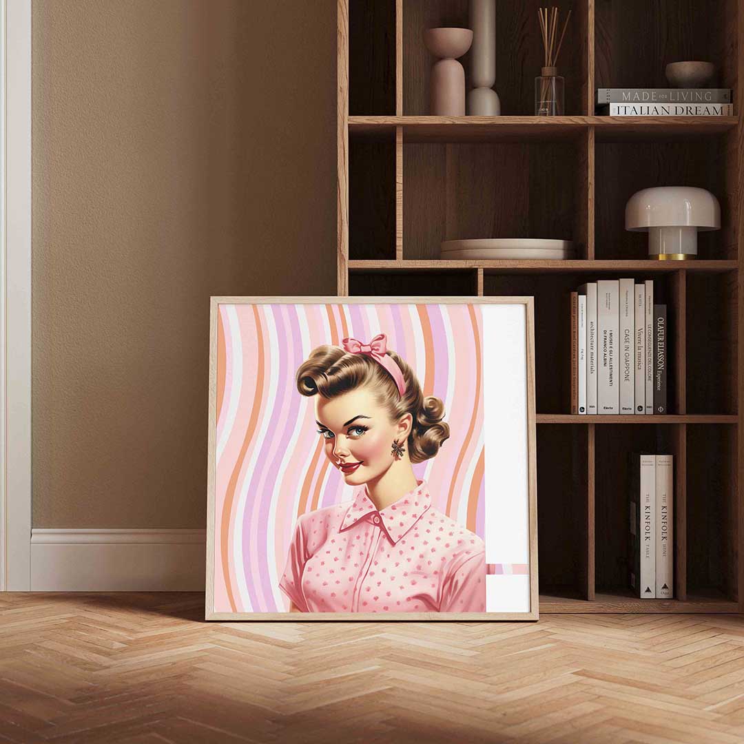 Vrouw met roze strik Poster