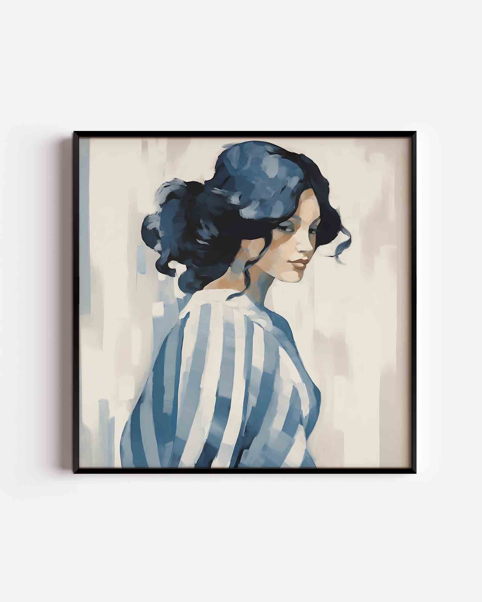 Vrouw met blauwe strepen Poster
