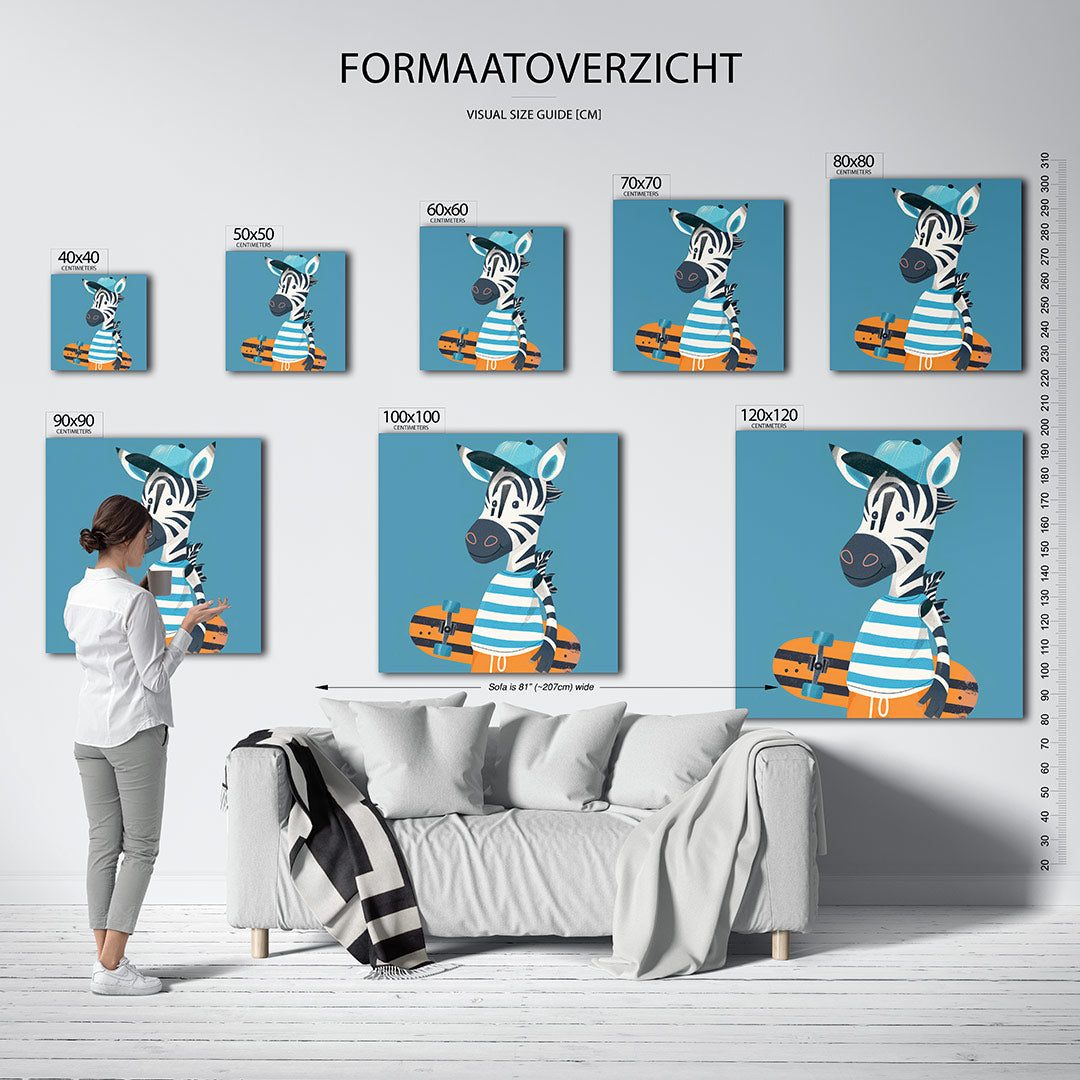 Speelse zebra illustratie Kunstwerk