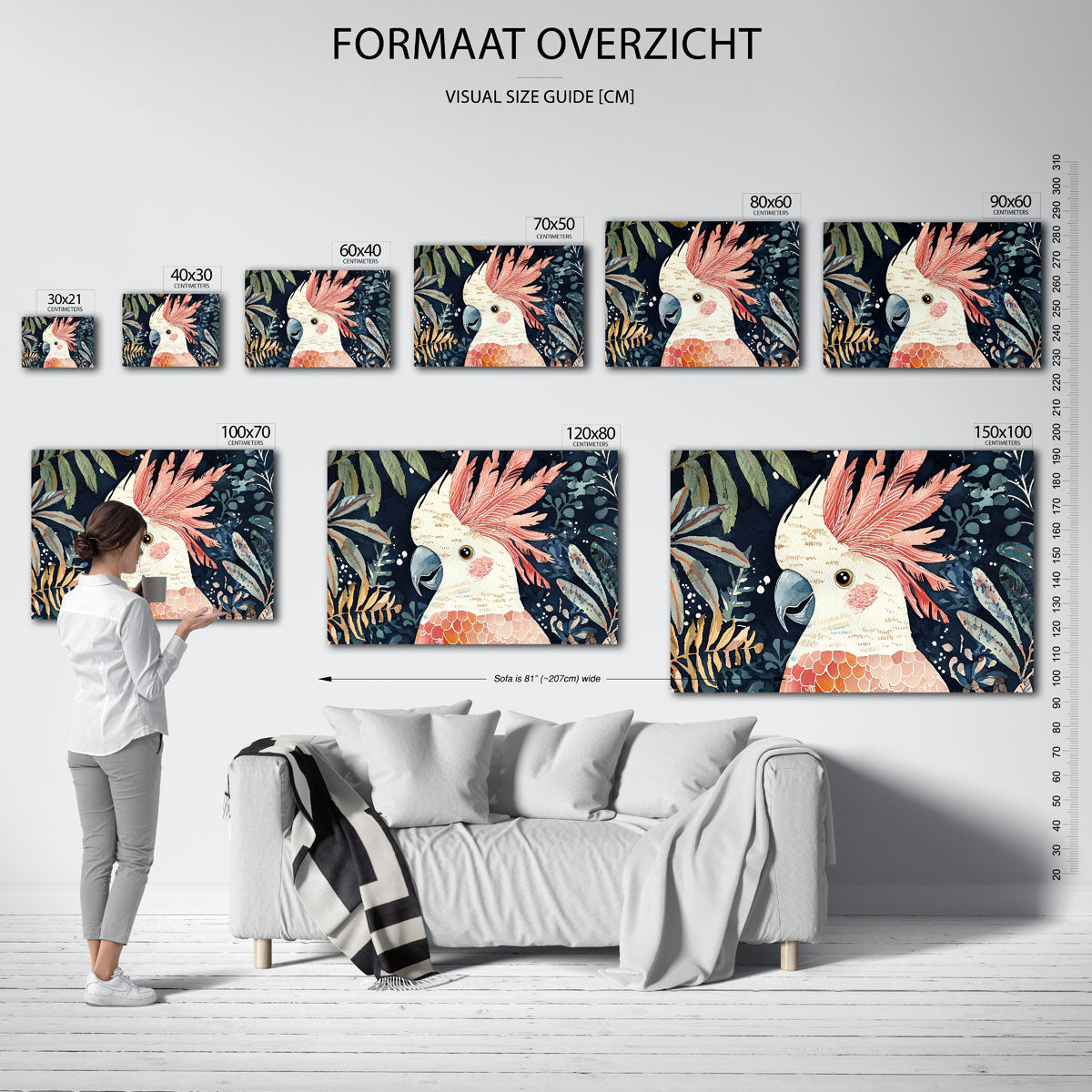 Papegaai met bladeren Poster