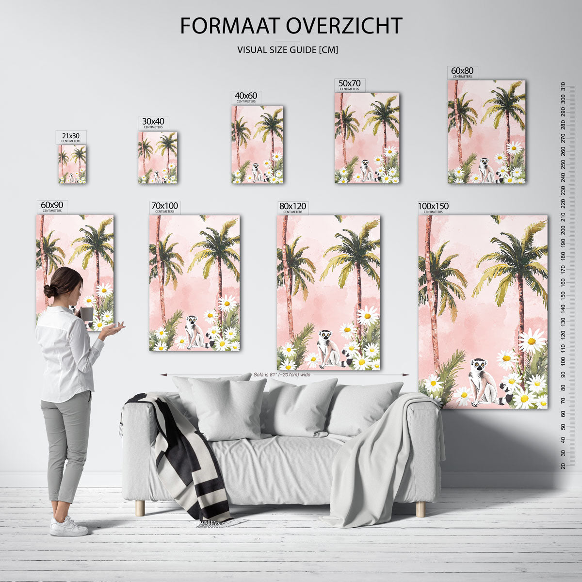 Lemur en palmbomen Poster