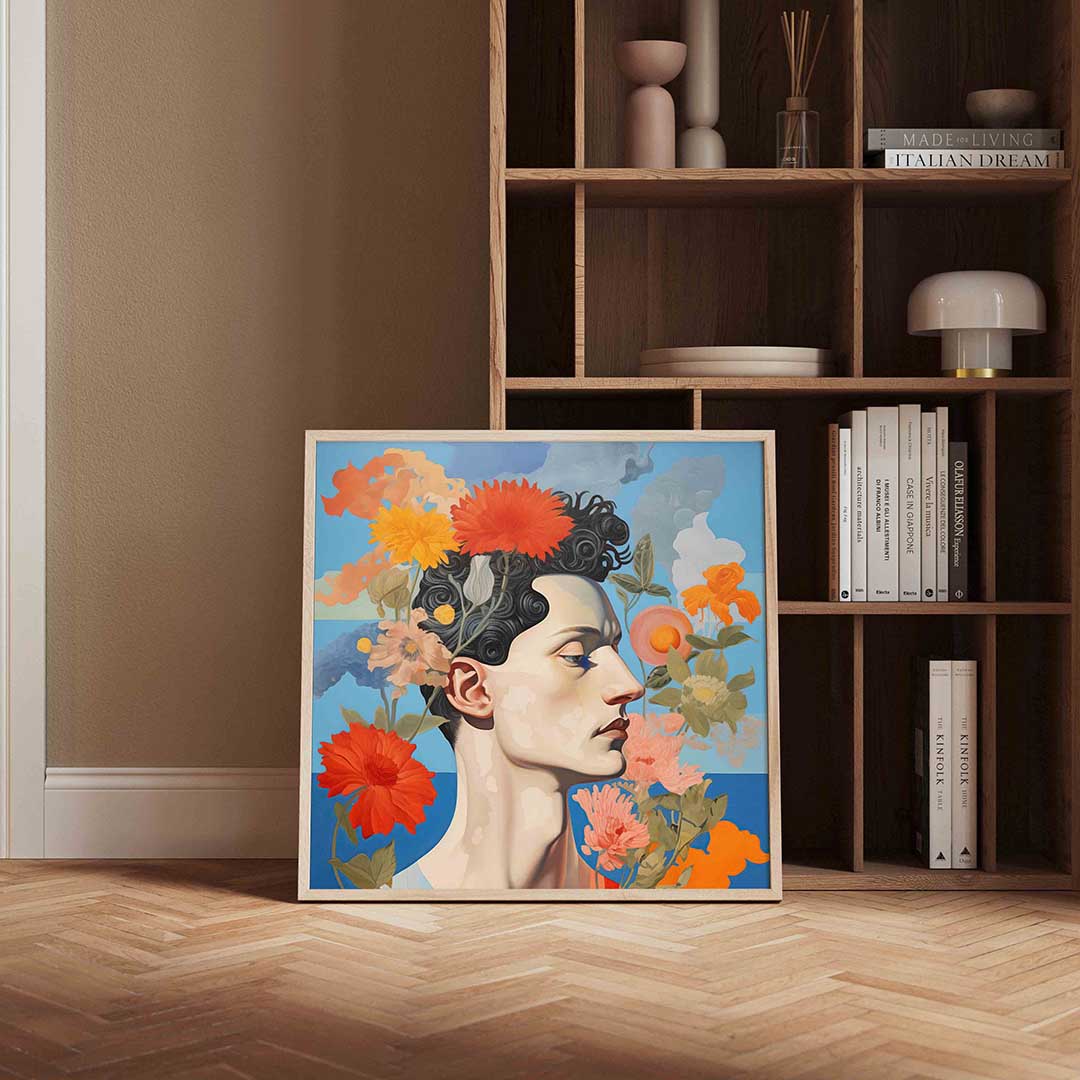 Bloemen en profiel Poster